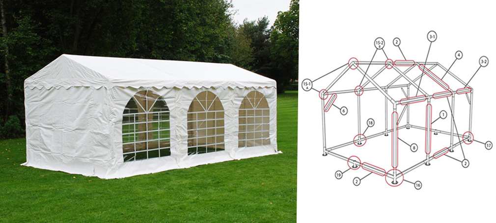 Begagnat partytält och reservdelar