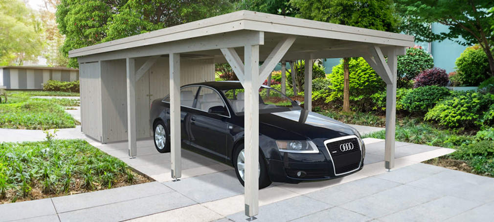 Carport med förråd