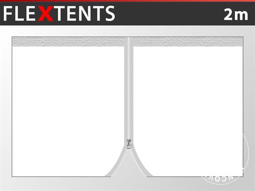 Sidevegg m/glidelås for FleXtents 2x2m, 2m, Hvit
