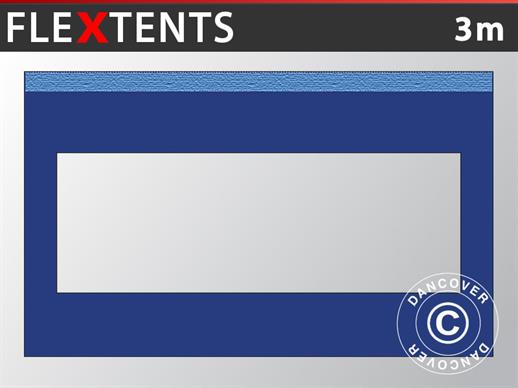 Seitenwand mit Panoramafenster für FleXtents, 3m, Dunkeblau