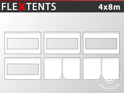 Šoninės sienelės rinkinys FleXtents 4x8m, Baltos