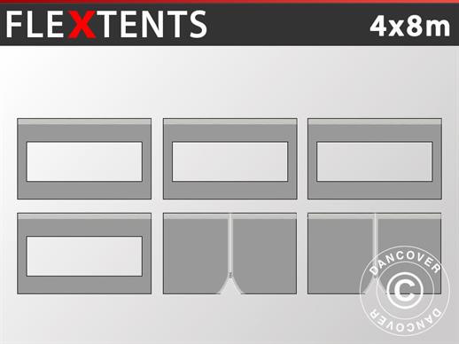 Seitenwand-Set für das Faltzelt FleXtents 4x8m, Grau