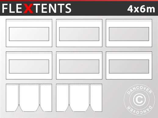 Seitenwand-Set für das Faltzelt FleXtents 4x6m, Weiß