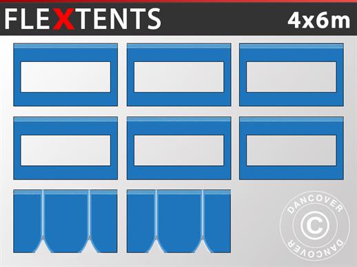 Seitenwand-Set für das Faltzelt FleXtents 4x6m, Blau