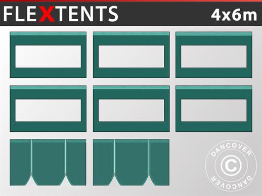 Seitenwand-Set für das Faltzelt FleXtents 4x6m, Grün