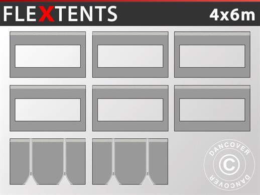 Seitenwand-Set für das Faltzelt FleXtents 4x6m, Grau