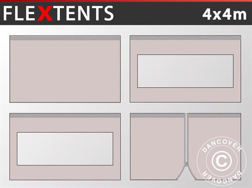 Sidovägg kit för Snabbtält FleXtents 4x4m, Latte