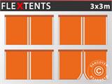 Seitenwand-Set für das Faltzelt FleXtents 3x3m, Orange mit Reflektorbändern