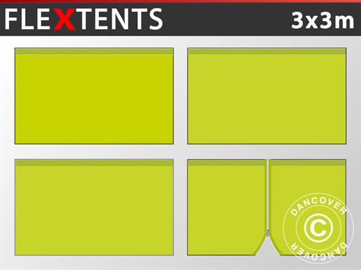 Sivuseinäpaketti Pikateltta FleXtents 3x3m, Neonkeltainen/vihreä