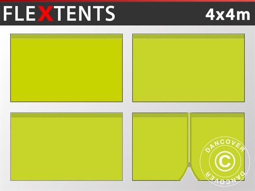 Komplet bočnih stranica za Brzo sklopivi paviljon FleXtents 4x4m, Neon žuta/zelena