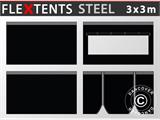 Sidevegg Sett for Quick-up telt FleXtents Steel og Basic v.3 3x3m, svart