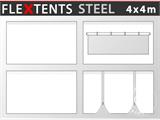 Sidovägg kit för snabbtält FleXtents Steel och Basic v.3 4x4m, Vit