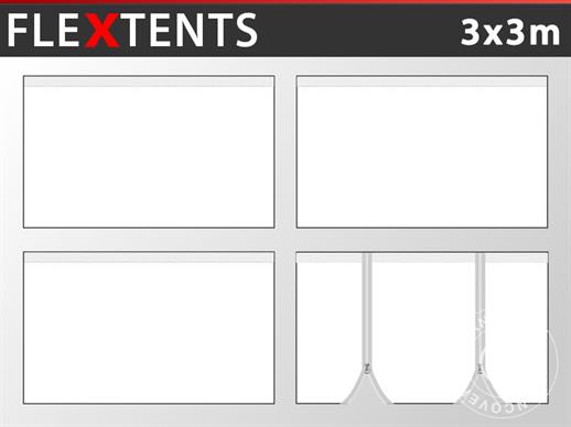 Šoninės sienelės rinkinys FleXtents® Xtreme Heavy Duty PVC 3x3m, Balta