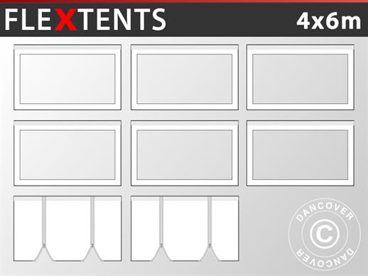 Šoninės sienelės rinkinys FleXtents® Xtreme Heavy Duty PVC 4x6m, Baltos