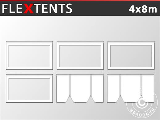 Šoninės sienelės rinkinys FleXtents® Xtreme Heavy Duty PVC 4x8m, Baltos