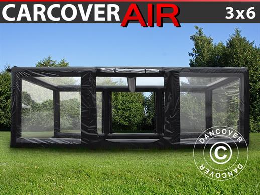 Inflatable garage 3x6 m, PVC, Black/Clear w/air blower