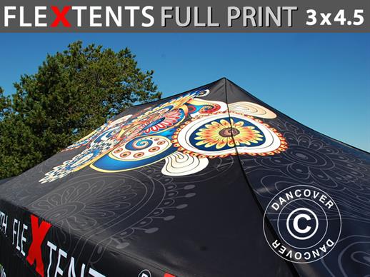 Tryckt taköverdrag med gardinkappa för snabbtält FleXtents® PRO 3x4,5m