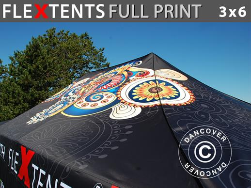 Tryckt taköverdrag med gardinkappa för snabbtält FleXtents® PRO 3x6m