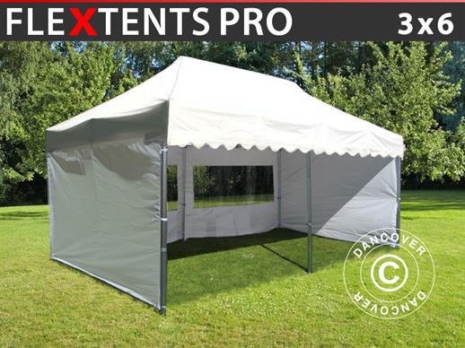 Tente pliante FleXtents PRO "Wave" 3x6m Blanc, avec 6 cotés