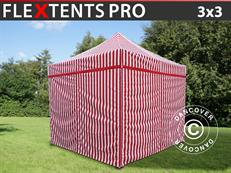 Event tent FleXtents PRO 3x3 m Striped, incl. 4 sidewalls