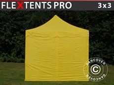 Event tent FleXtents PRO 3x3 m Yellow, incl. 4 sidewalls