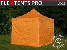 Event tent FleXtents PRO 3x3 m Orange, incl. 4 sidewalls