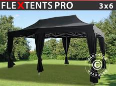 Event tent FleXtents PRO 3x6 m Black, incl. 6 decorative curtains