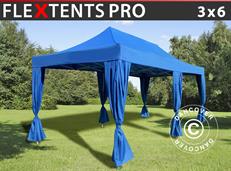 Event tent FleXtents PRO 3x6 m Blue, incl. 6 decorative curtains