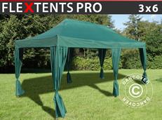 Event tent FleXtents PRO 3x6 m Green, incl. 6 decorative curtains