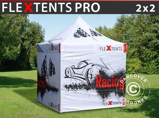 Vouwtent/Easy up tent FleXtents PRO met grote digitale afdruk, 2x2m, incl. 4 zijwanden