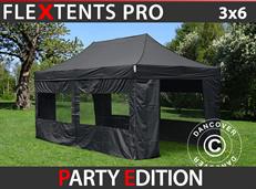 Event tent FleXtents PRO 3x6 m Black, incl. 6 sidewalls