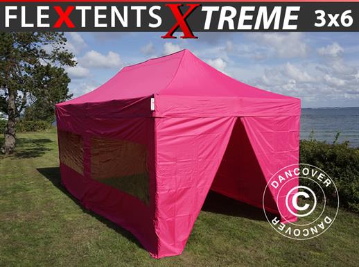 Pop up gazebo FleXtents Xtreme 50 3x6 m Pink, incl. 6 sidewalls