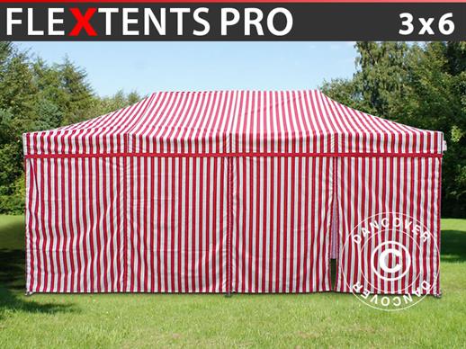 Tente pliante FleXtents PRO 3x6m rayé, avec 6 cotés