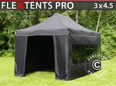 Event tent FleXtents PRO 3x4.5 m Black, incl. 4 sidewalls