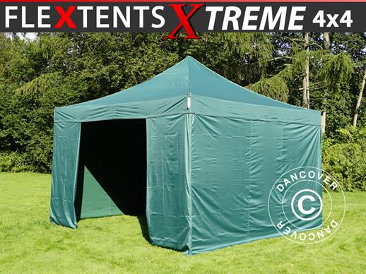 Vouwtent/Easy up tent FleXtents Xtreme 50 4x4m Groen, inkl 4 Zijwanden
