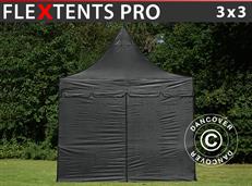 Event tent FleXtents PRO Peak Pagoda 3x3 m Black, incl. 4 sidewalls