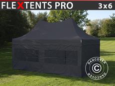 Event tent FleXtents PRO Peak Pagoda 3x6 m Black, incl. 6 sidewalls