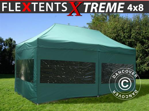 Tente pliante FleXtents Xtreme 50 4x8m Vert, avec 6 cotés