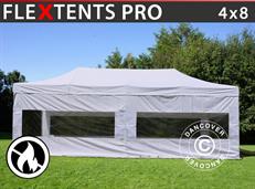 Event tent FleXtents PRO 4x8 m White, Flame retardant, incl. 6 sidewalls
