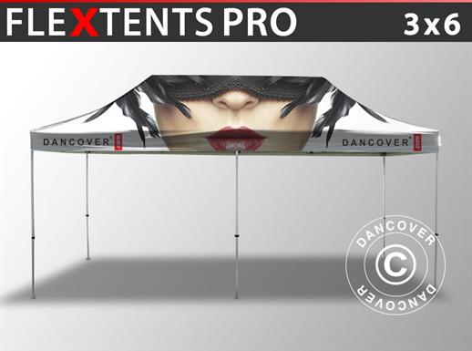 Tenda dobrável FleXtents PRO com impressão digital total, 3x6m