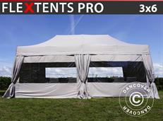 Event tent FleXtents PRO 3x6 m Latte, incl. 6 sidewalls & decorative curtains