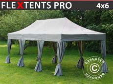 Event tent FleXtents PRO 4x6 m Latte, incl. 8 decorative curtains