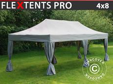 Event tent FleXtents PRO 4x8 m Latte, incl. 6 decorative curtains