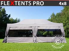 Event tent FleXtents PRO 4x8 m Latte, incl. 6 sidewalls & decorative curtains