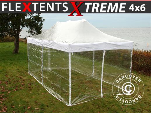 Vouwtent/Easy up tent FleXtents Xtreme 50 4x6m Doorzichtig, inkl. 8 Zijwanden