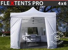 Visitor tent FleXtents PRO 4x6 m White, incl. 8 sidewalls and 1 transparent partition wall