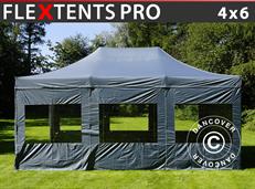 Event tent FleXtents PRO 4x6 m Grey, incl. 8 sidewalls