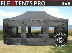 Event tent FleXtents PRO 4x6 m Black, incl. 8 sidewalls
