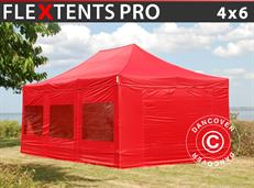 Event tent FleXtents PRO 4x6 m Red, incl. 8 sidewalls