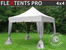 Event tent FleXtents PRO "Peaked" 4x4 m Latte, incl. 4 decorative curtains